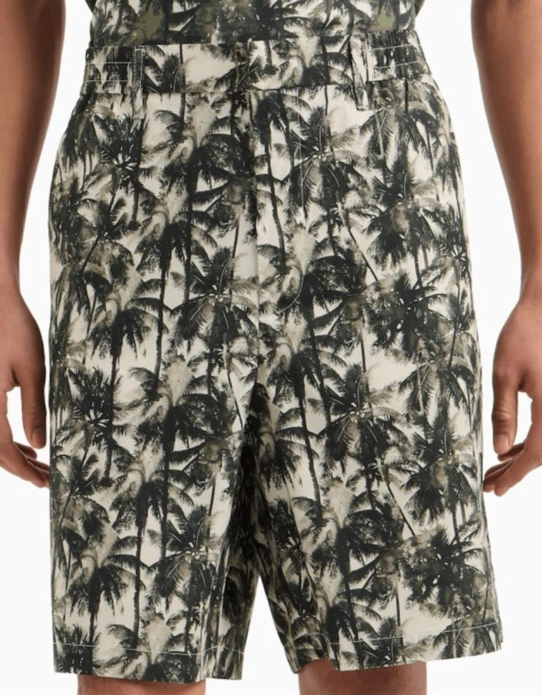 Palm Tree Printed Green Shorts