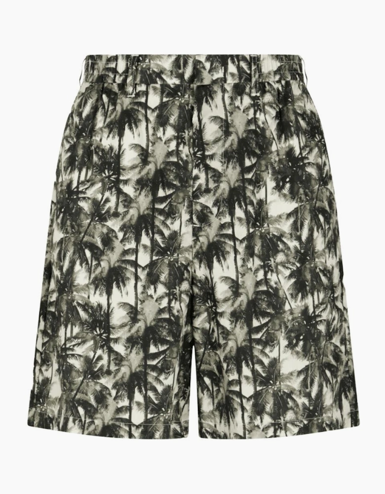 Palm Tree Printed Green Shorts