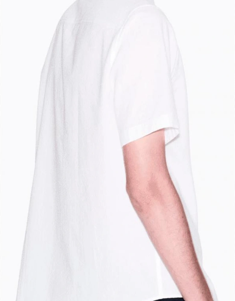 Seersucker Textured Short Sleeve White Shirt