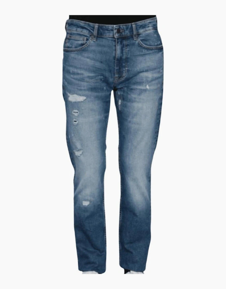 Delaware Slim Fit Distressed Blue Jeans