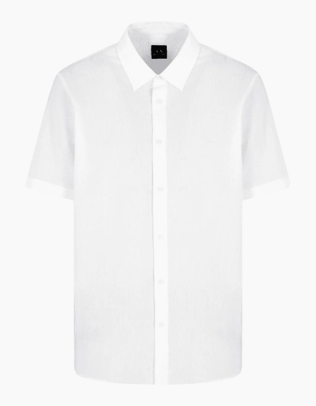 Armani Exchange Armani Exchange Men's Seersucker Textured Short Sleeve White Shirt