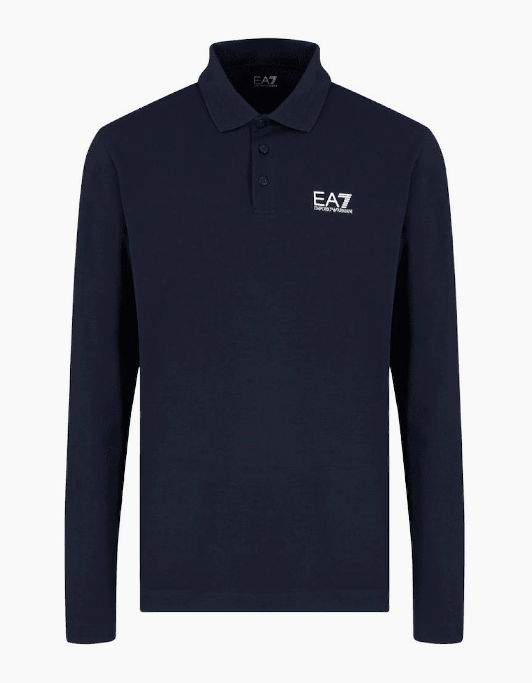 EA7 Men's Long Sleeve Pique Cotton Navy Polo Shirt - Size, 40