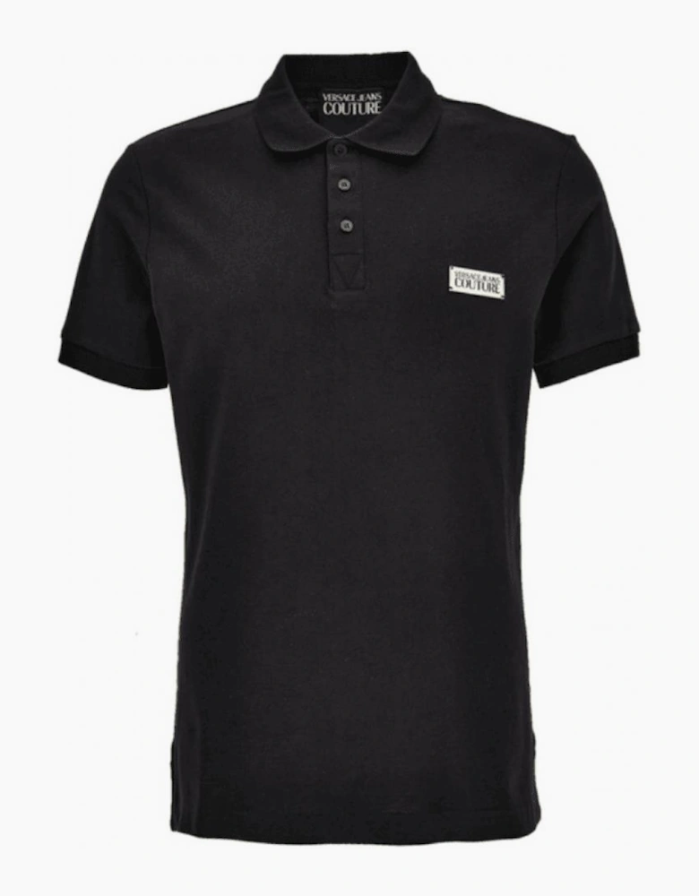 Cotton Metal Logo Black/Gold Polo Shirt