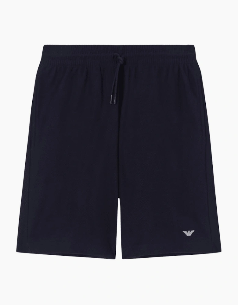 Cotton Pique Navy Blue Shorts Set