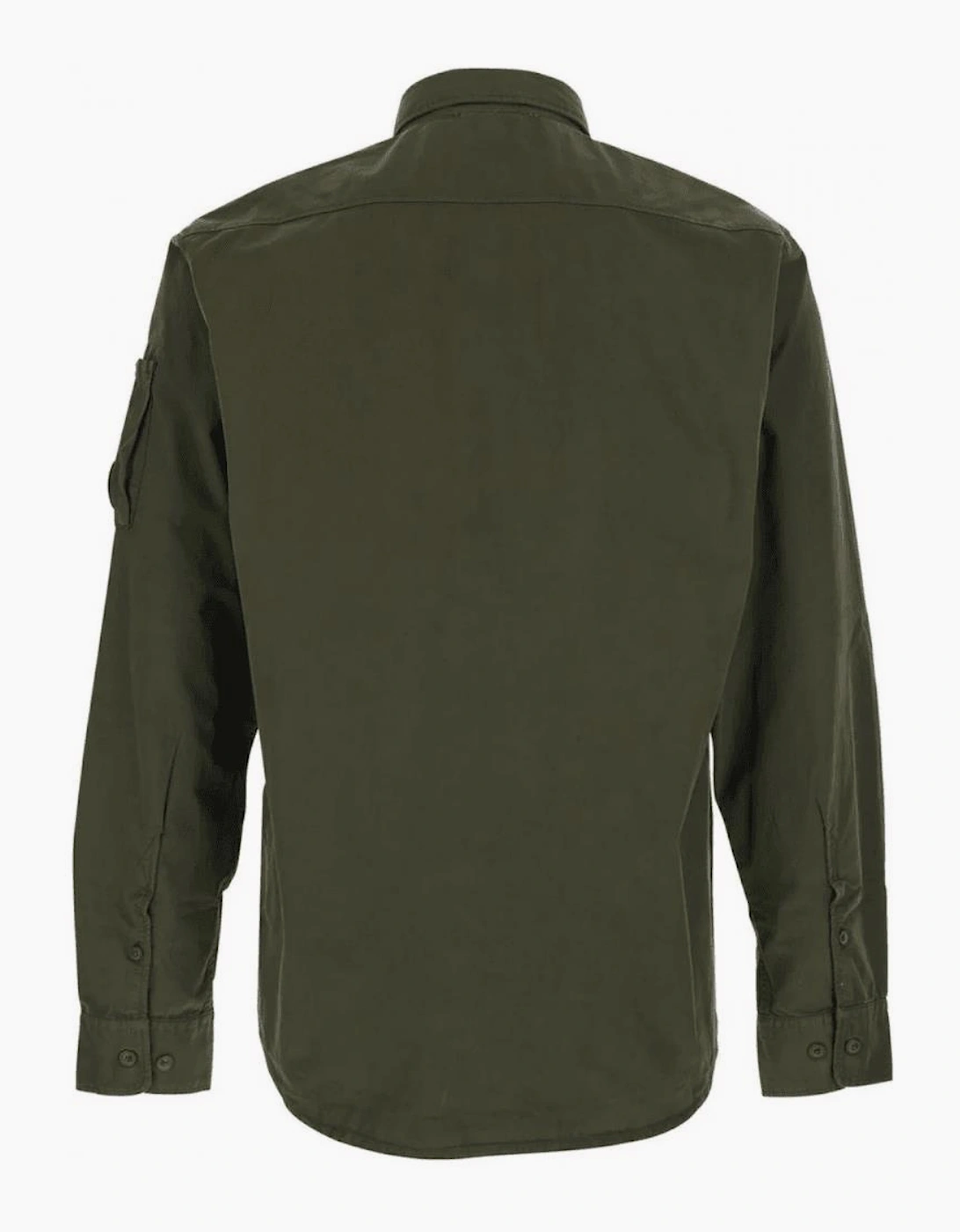 Cotton Lens Button Up Khaki Overshirt