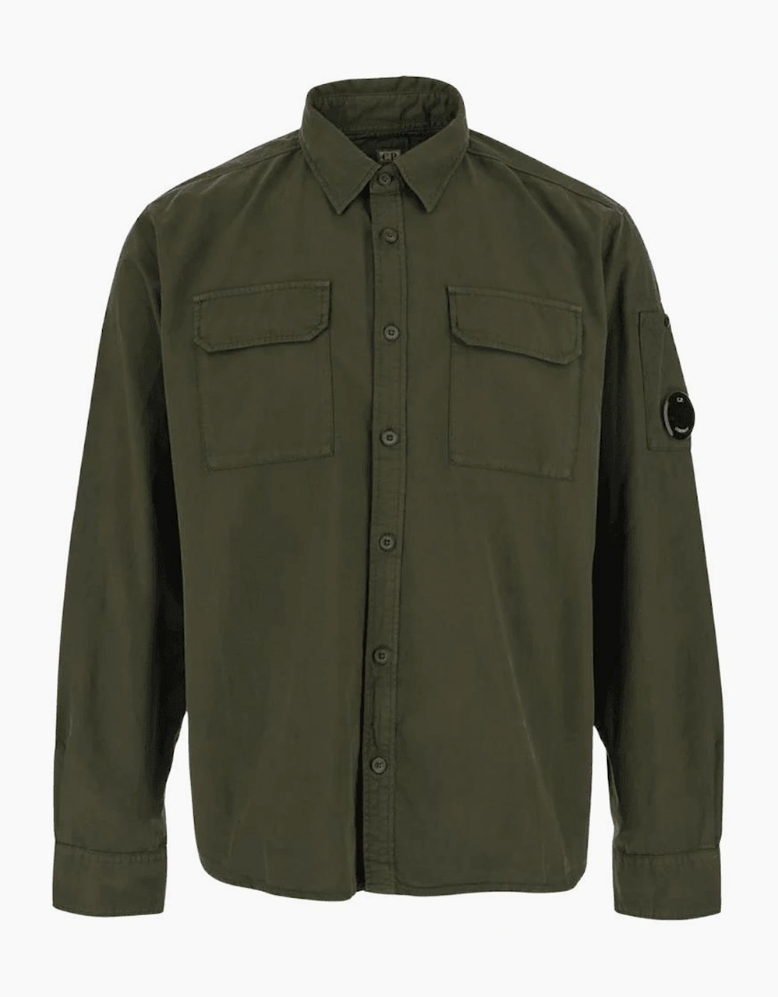Cotton Lens Button Up Khaki Overshirt