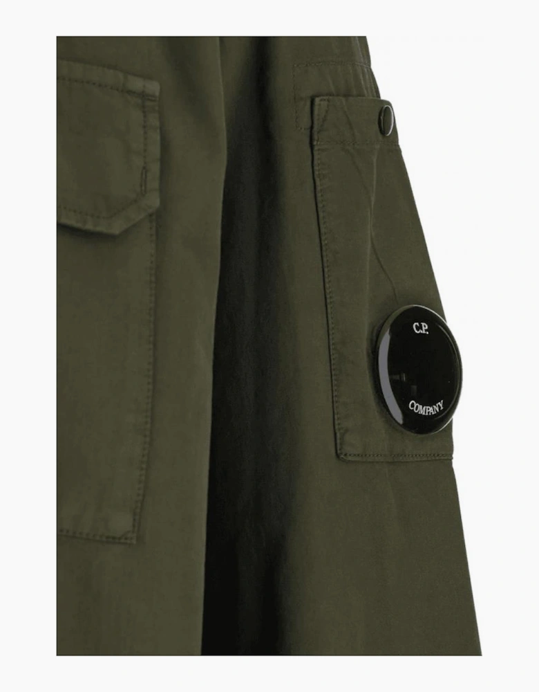 Cotton Lens Button Up Khaki Overshirt