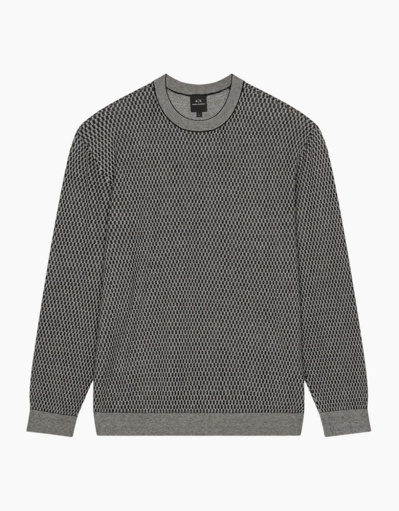 Navy/Brown Pattern Knitwear Jumper