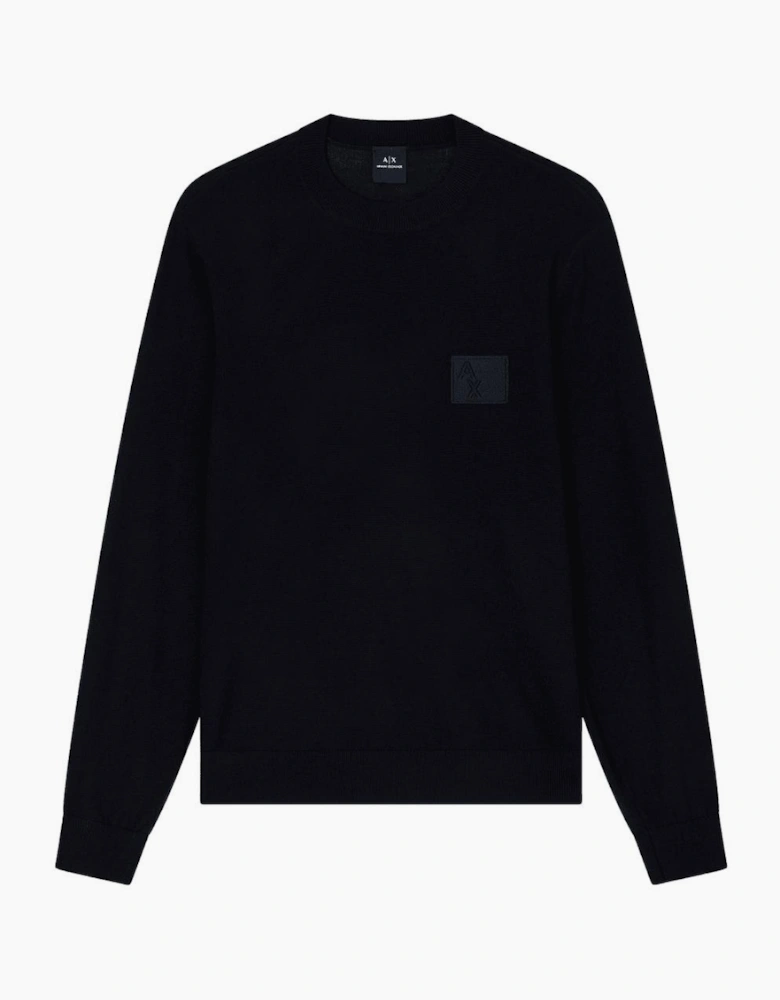 Rubber Logo Black Knitwear Sweater