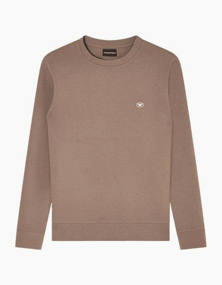 Cotton Chest Logo Regular Fit Beige Sweatshirt