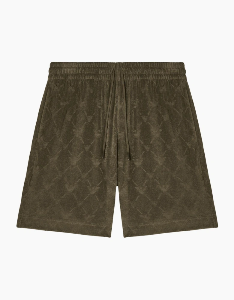 Monogram Logo Olive Green Shorts Set