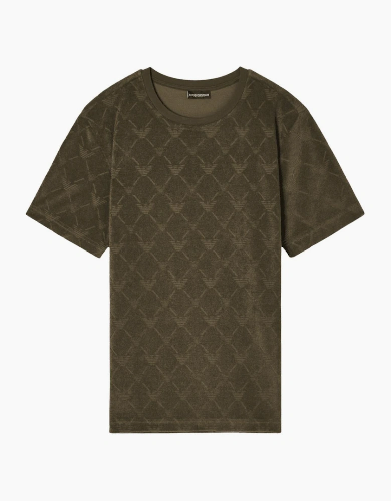 Monogram Logo Olive Green Shorts Set