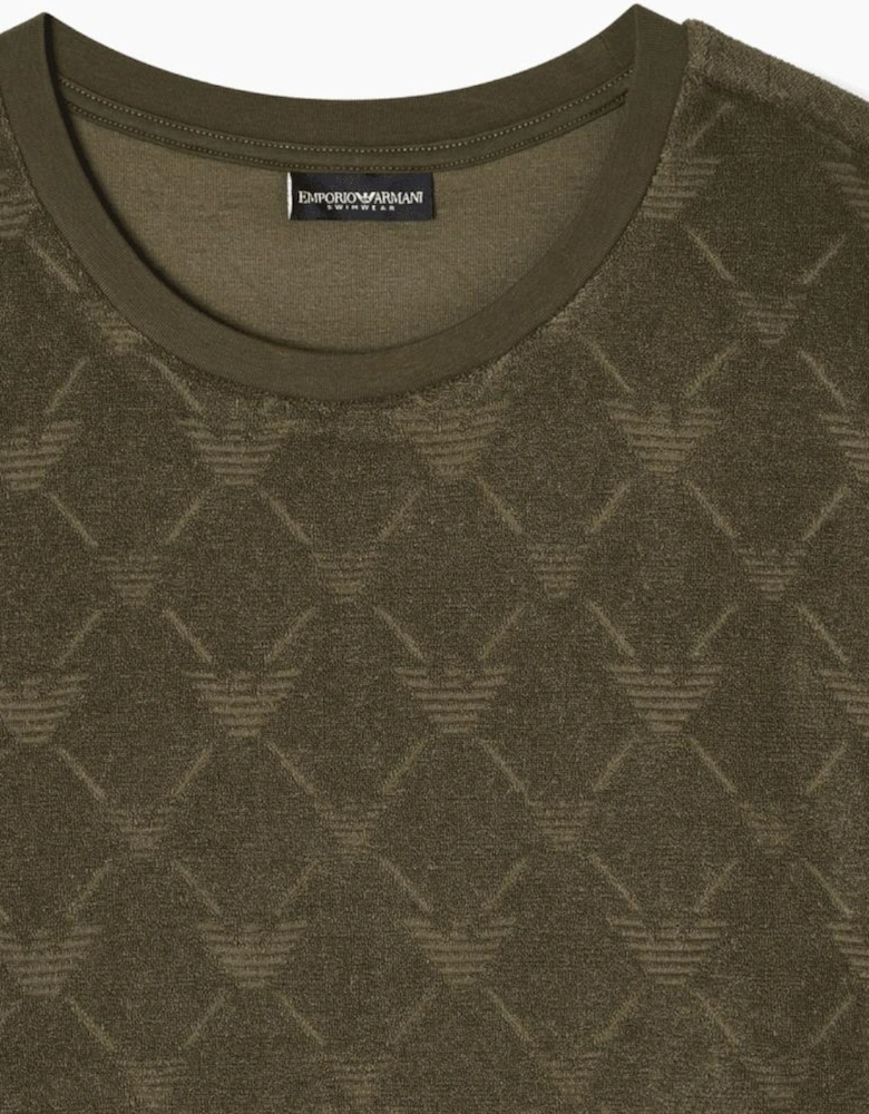 Monogram Logo Olive Green Shorts Set