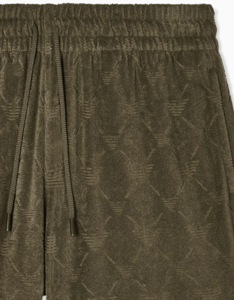 Monogram Logo Olive Green Shorts Set