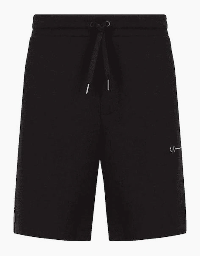 Cotton Print Logo Black Shorts