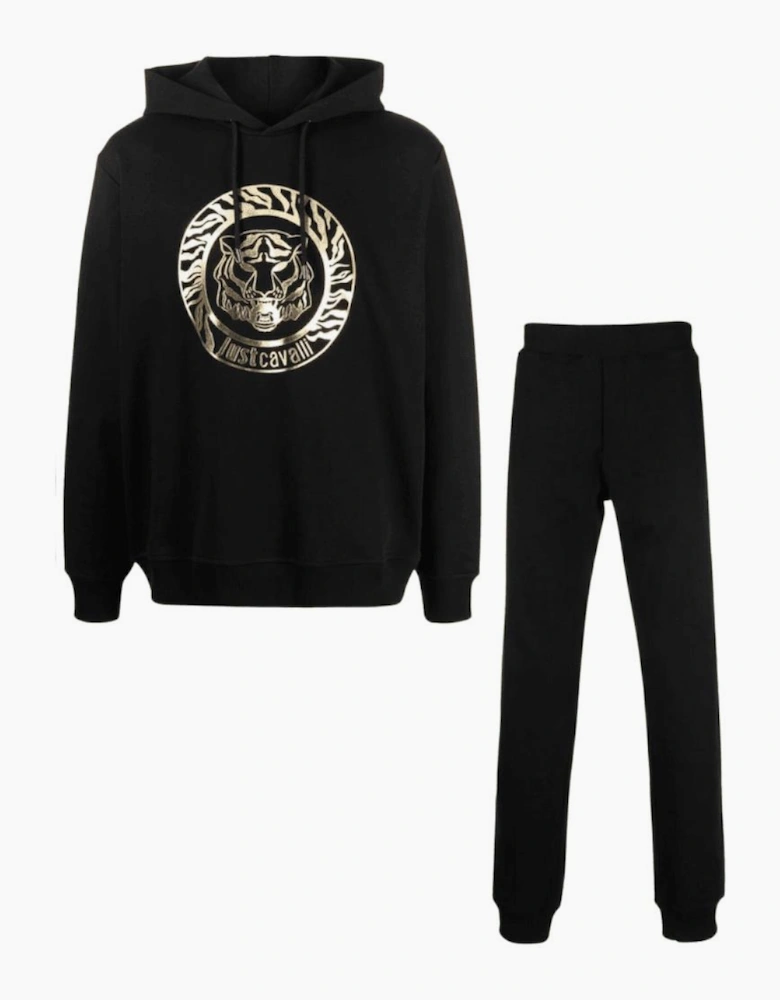 Cotton Tiger Logo Black/Gold Pullover Hooded Tracksuit
