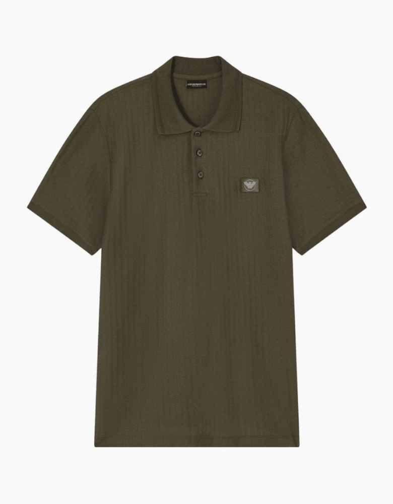 Textured Cotton Olive Green Polo Shirt