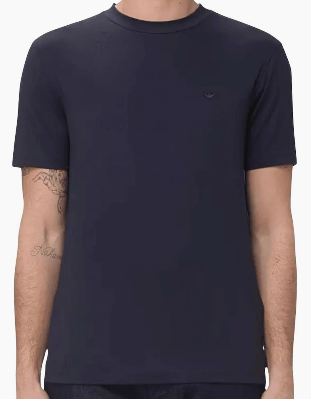 Embroided Logo Viscose Soft Touch Navy T-Shirt