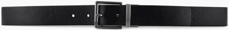 Metal Buckle Black Leather Belt