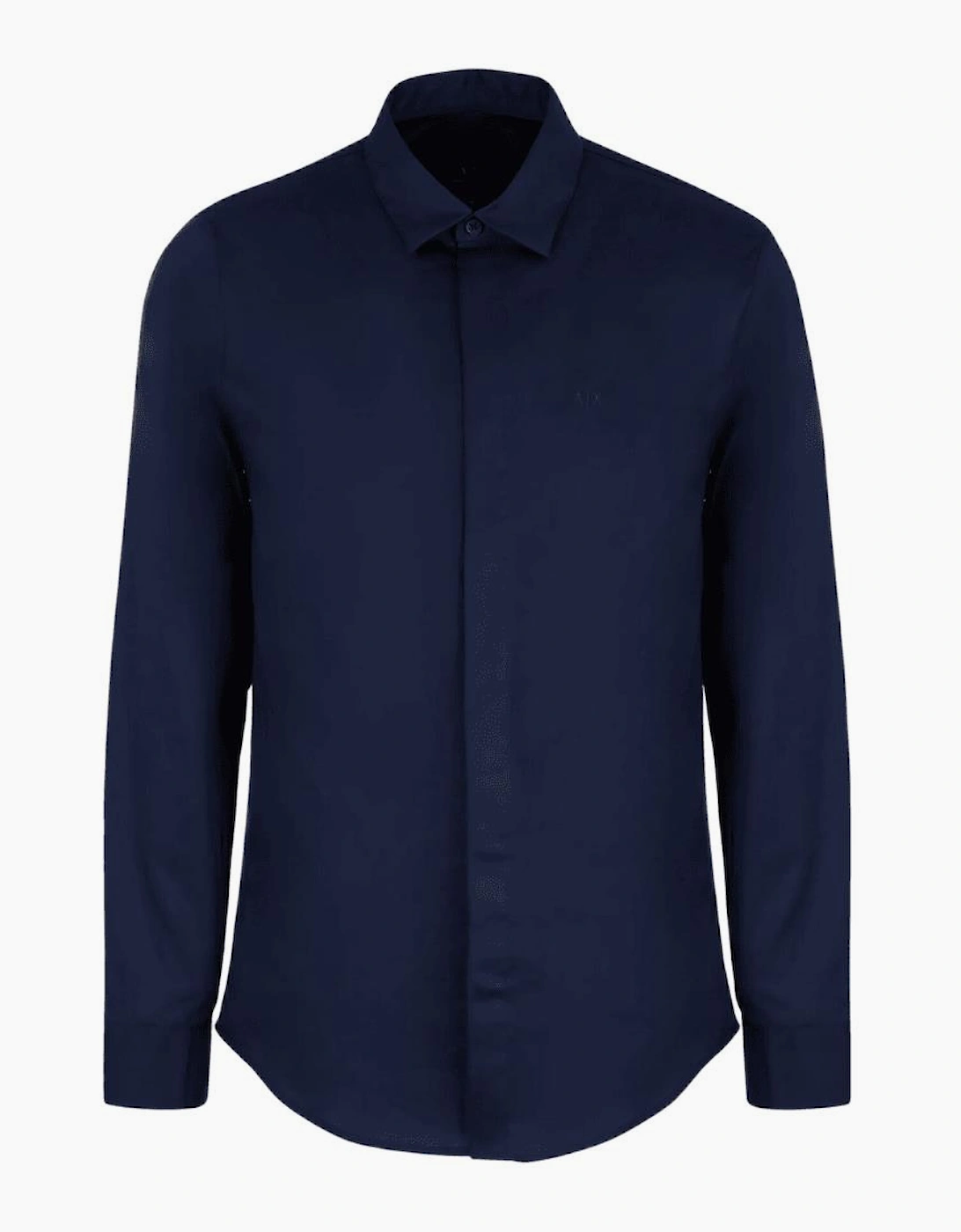 Poplin Cotton Logo Deep Blue Shirt
