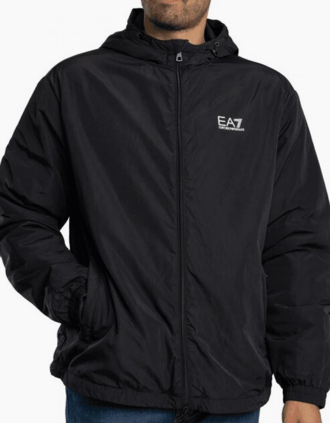 Core ID Lightwieight Hooded Black Jacket