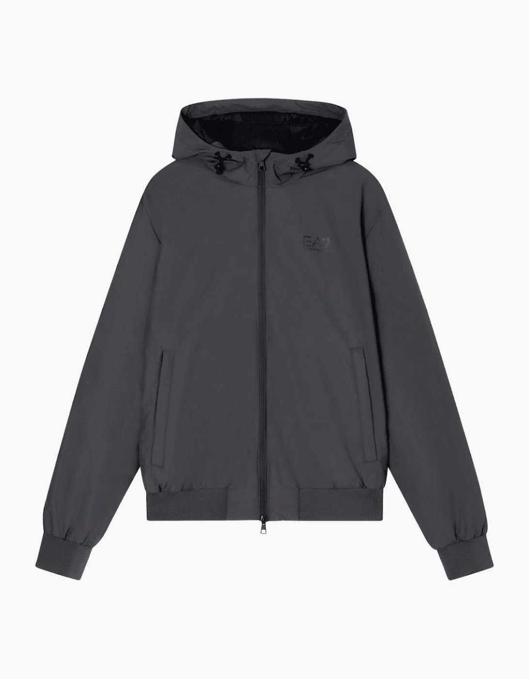 Technical Fabric hooded Grey Bomber Jacket