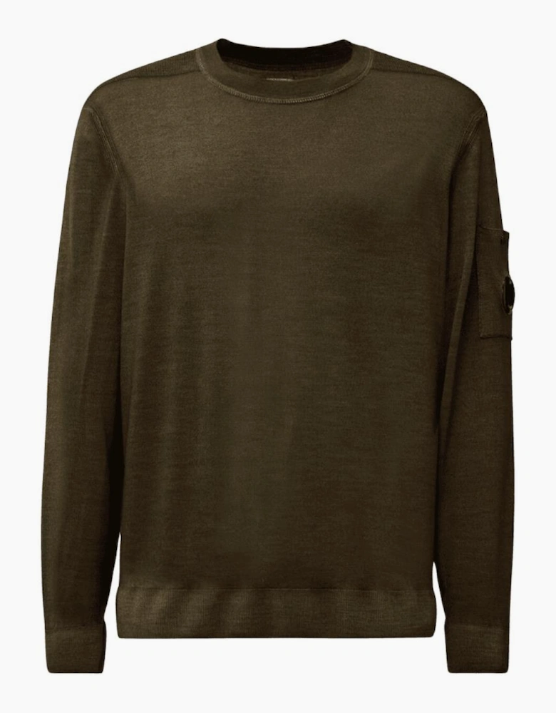 Merino Wool Lens Logo Khaki Knitwear Sweater