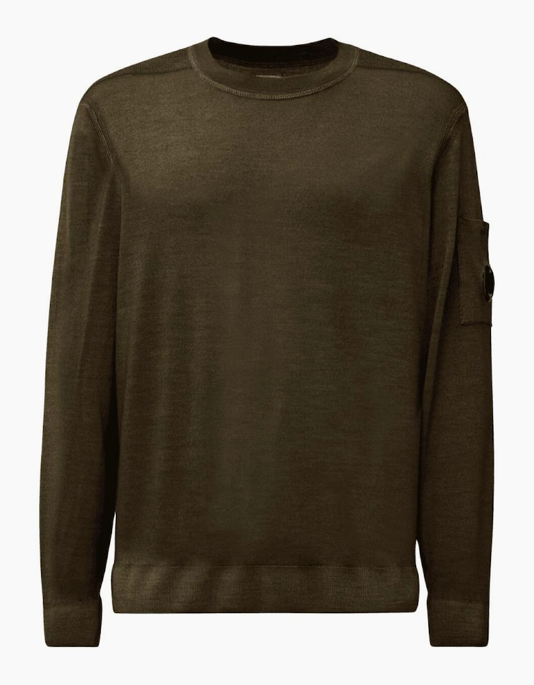 Merino Wool Lens Logo Khaki Knitwear Sweater