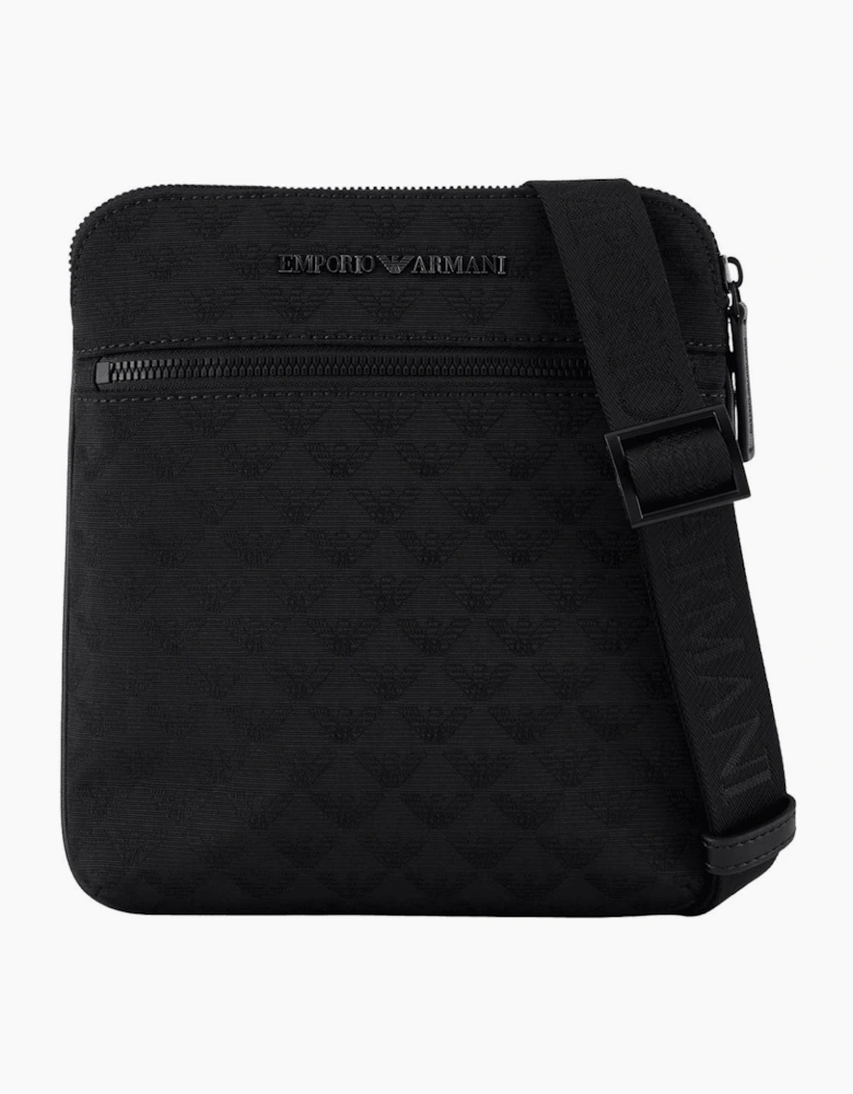 Allover Eagle Logo Black Shoulder Bag