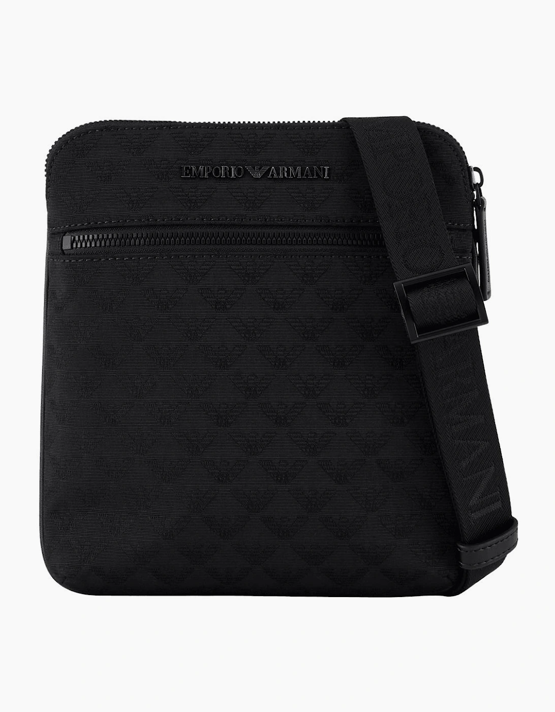 Emporio Armani Men's Allover Eagle Logo Black Shoulder Bag - Size, One Size,