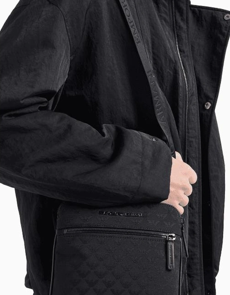 Allover Eagle Logo Black Shoulder Bag