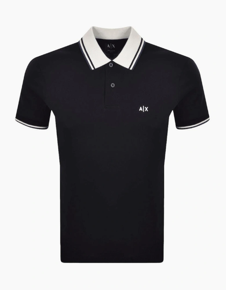 Collar Logo Navy Polo Shirt