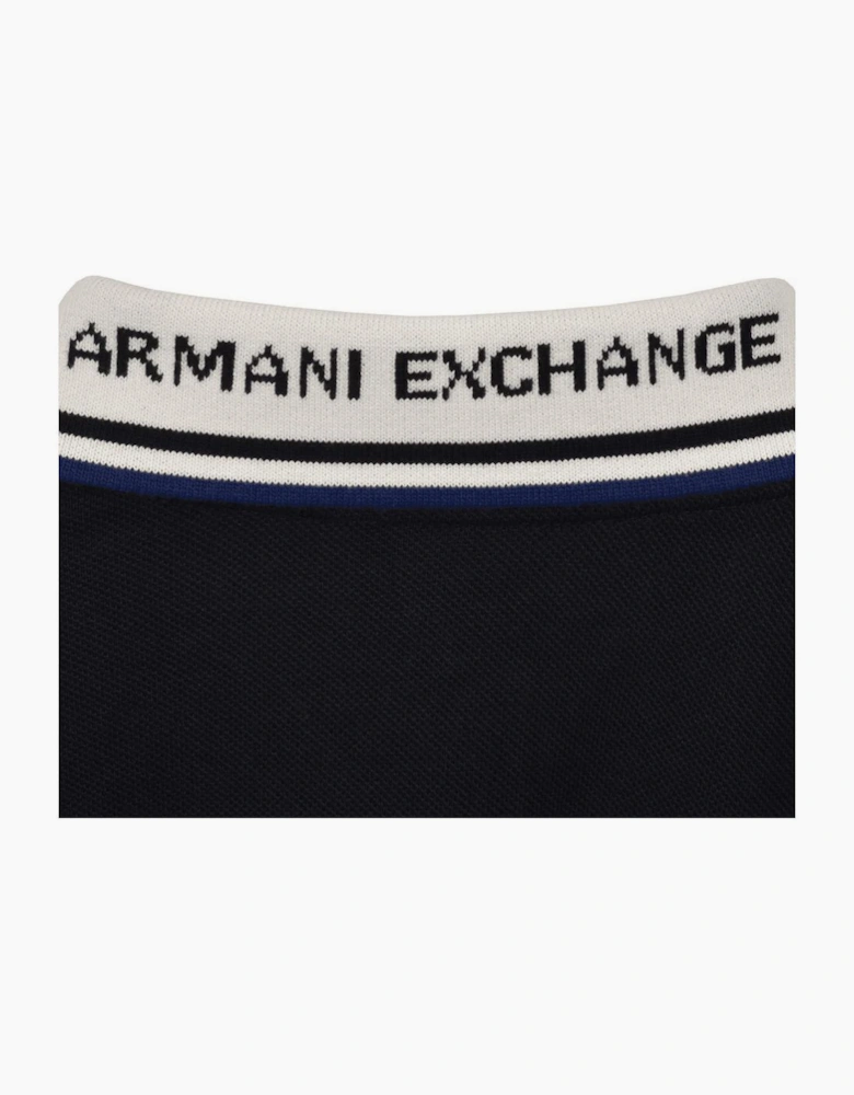Collar Logo Navy Polo Shirt