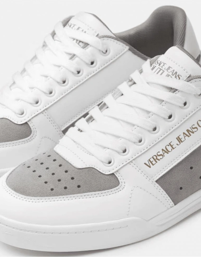 Brooklyn Gold Logo Low-Top Suede White/Grey Trainers