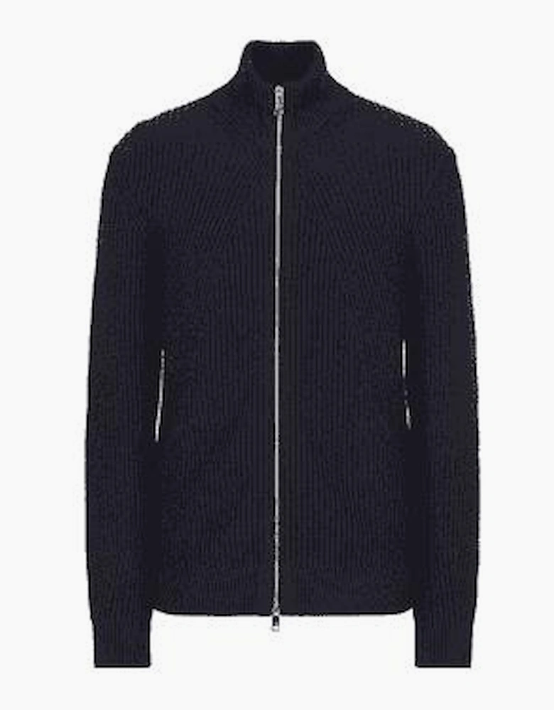 Zip Up Wool Blend Knit Cardigan