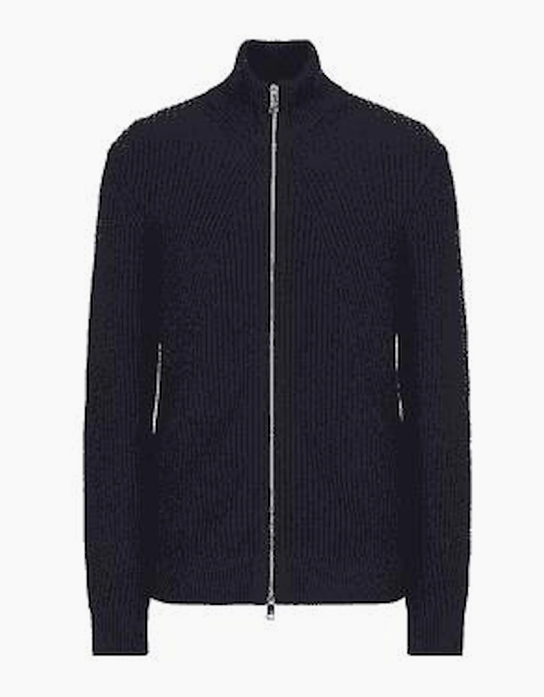 Zip Up Wool Blend Knit Cardigan