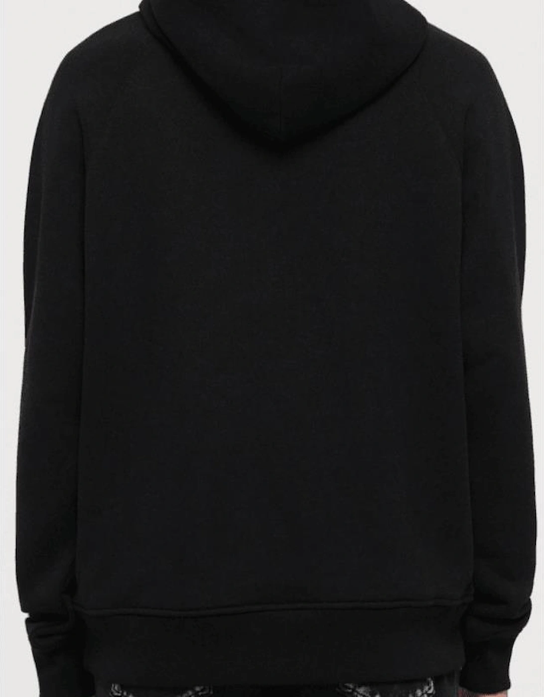 Loose Fit Studded Bird Logo Black Hoodie