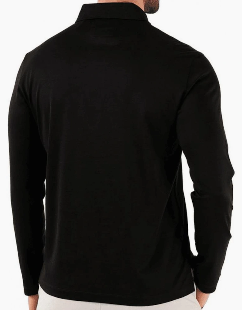 Cotton Black Long Sleeve Polo Shirt