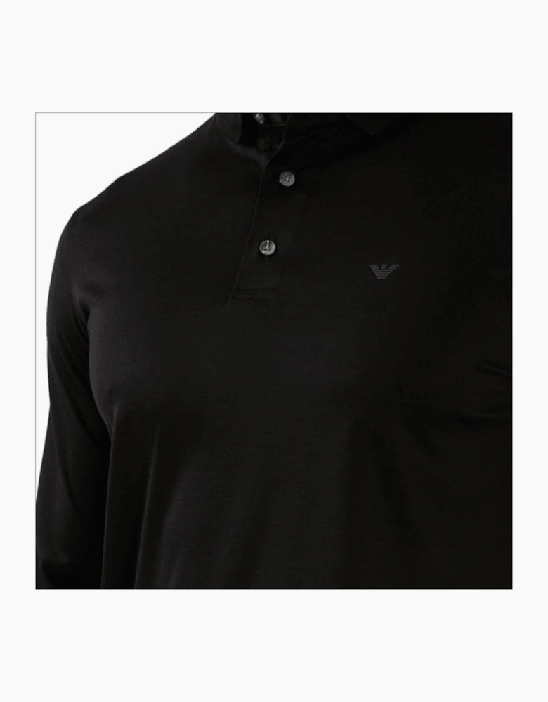 Cotton Black Long Sleeve Polo Shirt