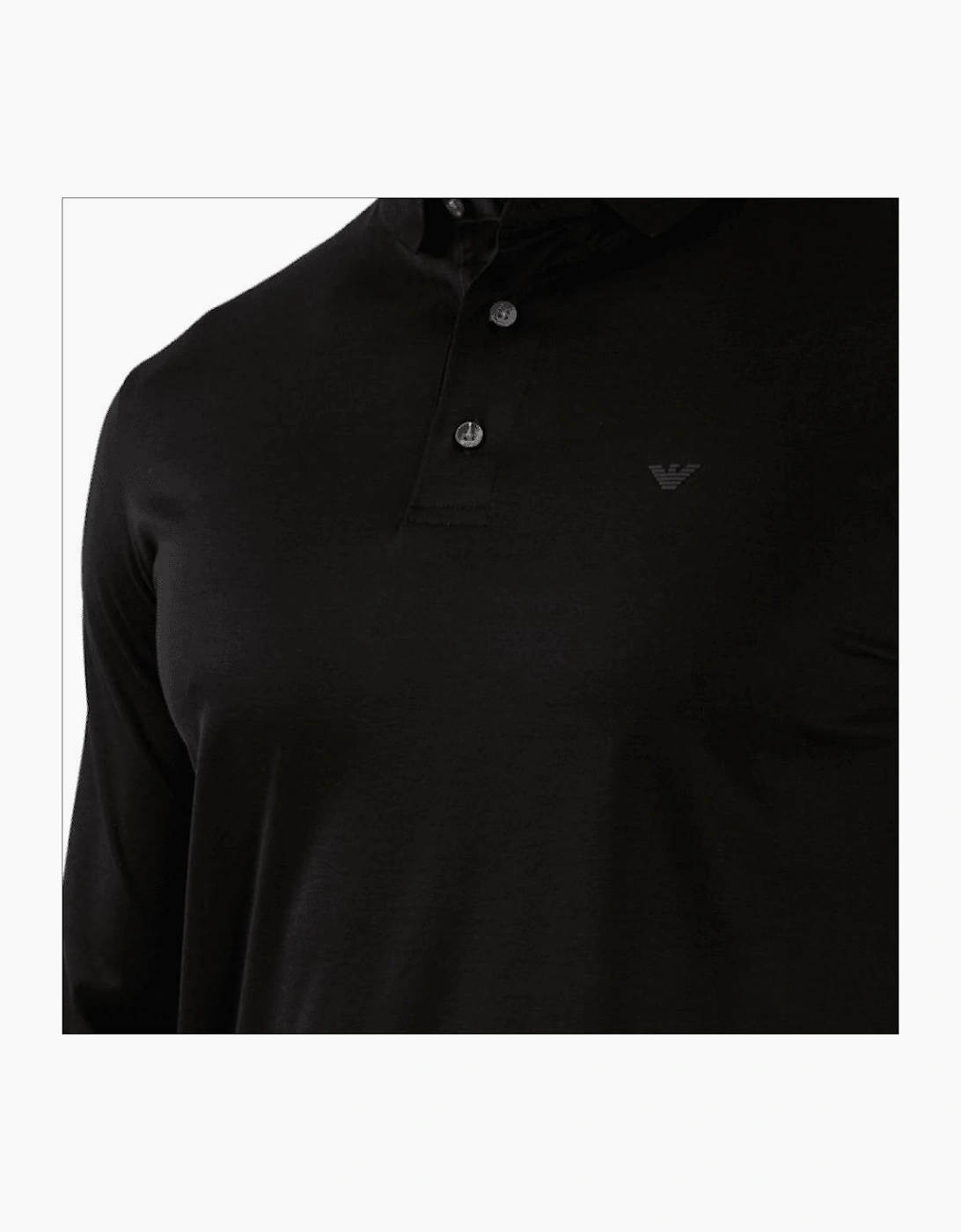 Cotton Black Long Sleeve Polo Shirt
