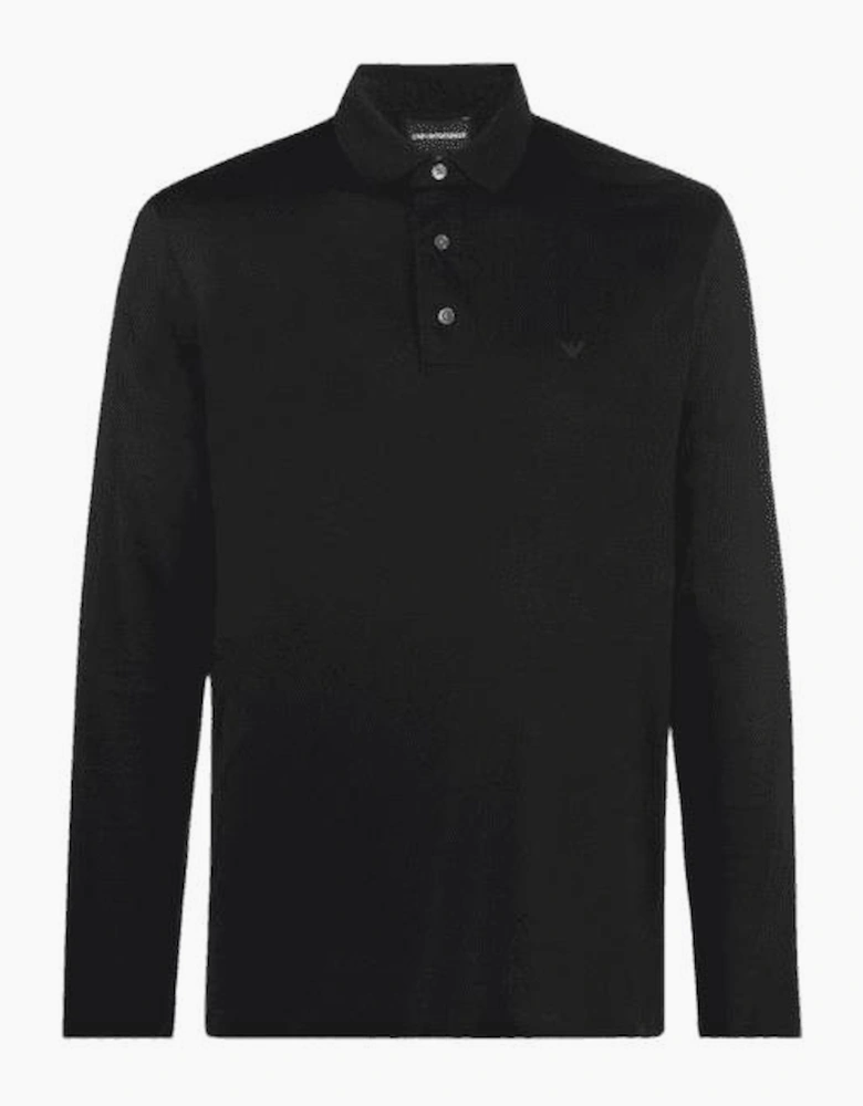 Cotton Black Long Sleeve Polo Shirt