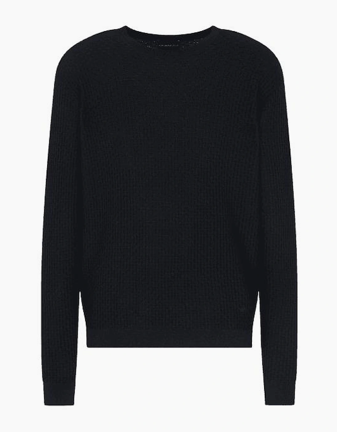 Embossed Pattern Navy Knitted Jumper