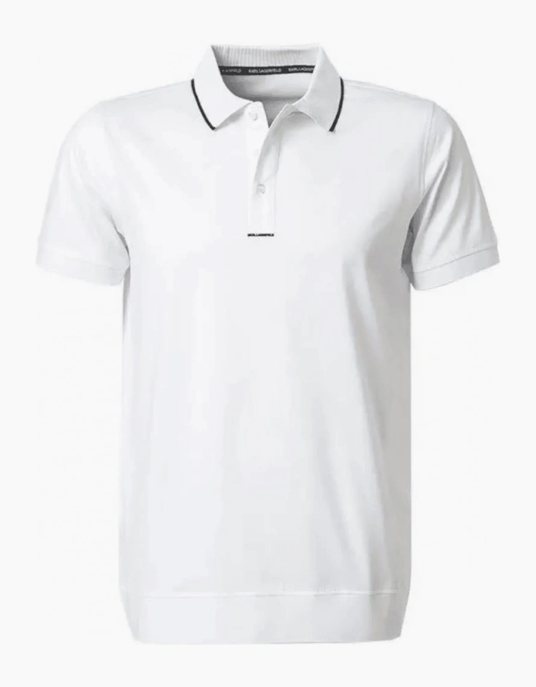 Cotton Stripe Collar White Polo Shirt