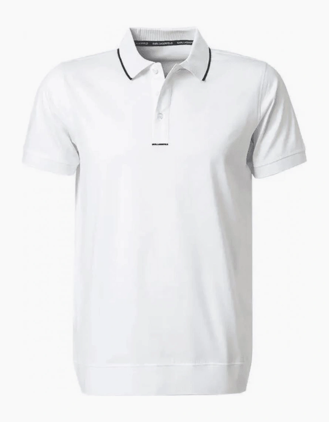 Karl Lagerfeld Karl Lagerfeld Men's Cotton Stripe Collar White Polo Shirt
