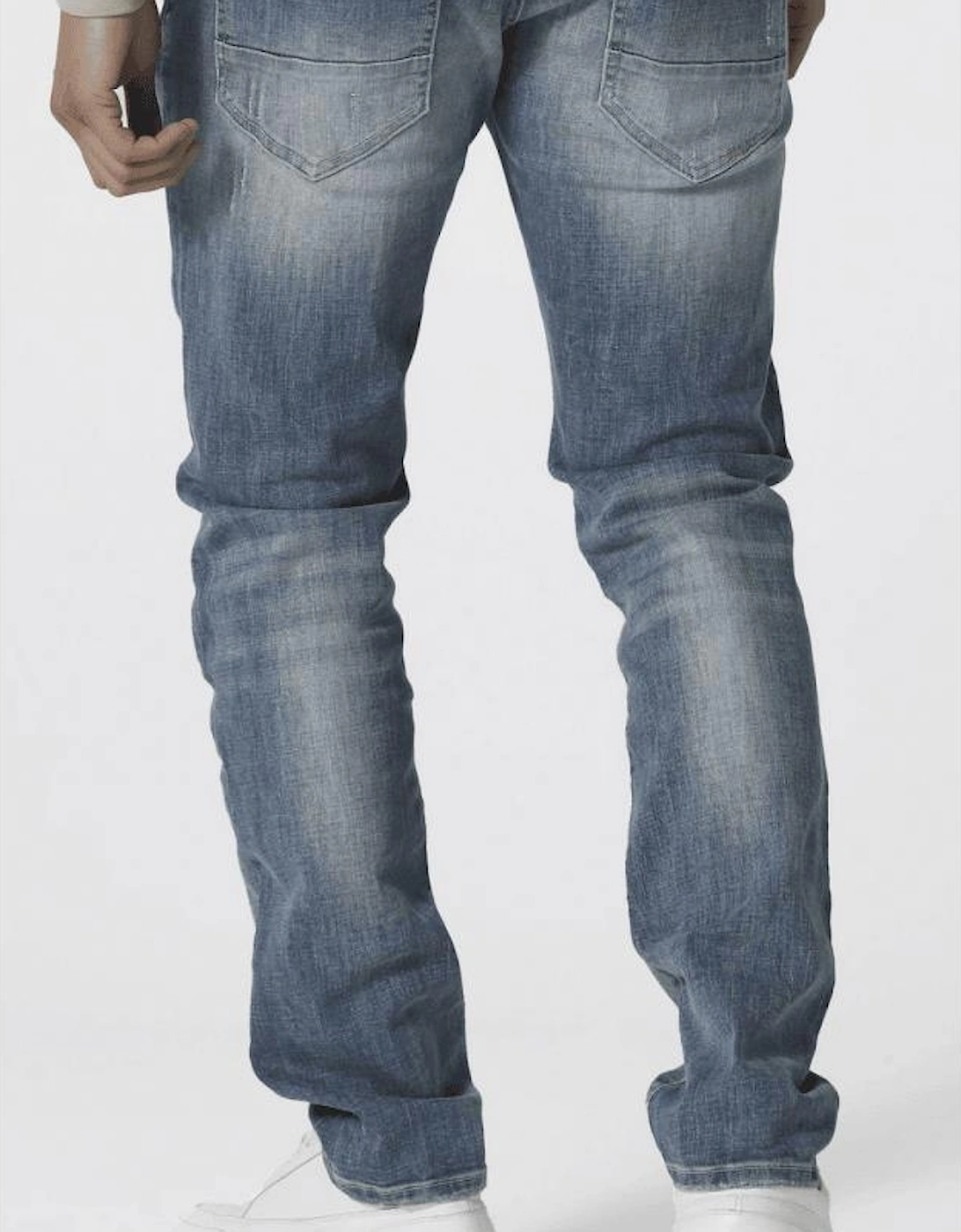 TODD 1034 Distressed Slim Fit Stonewash Blue Jeans