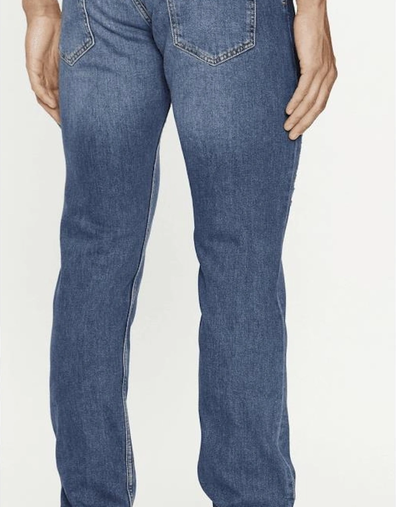 Mid Wash Distressed Slim Fit Jeans
