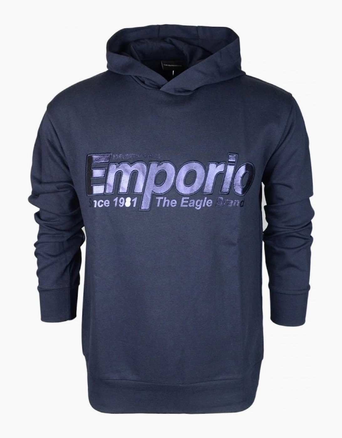 Cotton Overhead Embroidered Logo Navy Hoodie