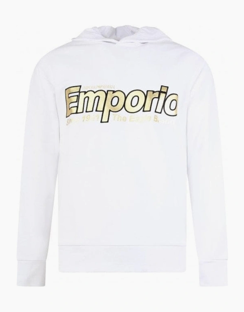 Cotton Overhead Embroidered Logo White Hoodie