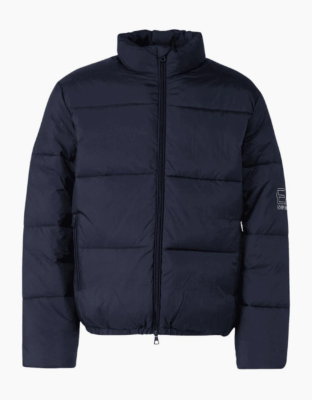 Funnel Neck Blue Puffer Jacket