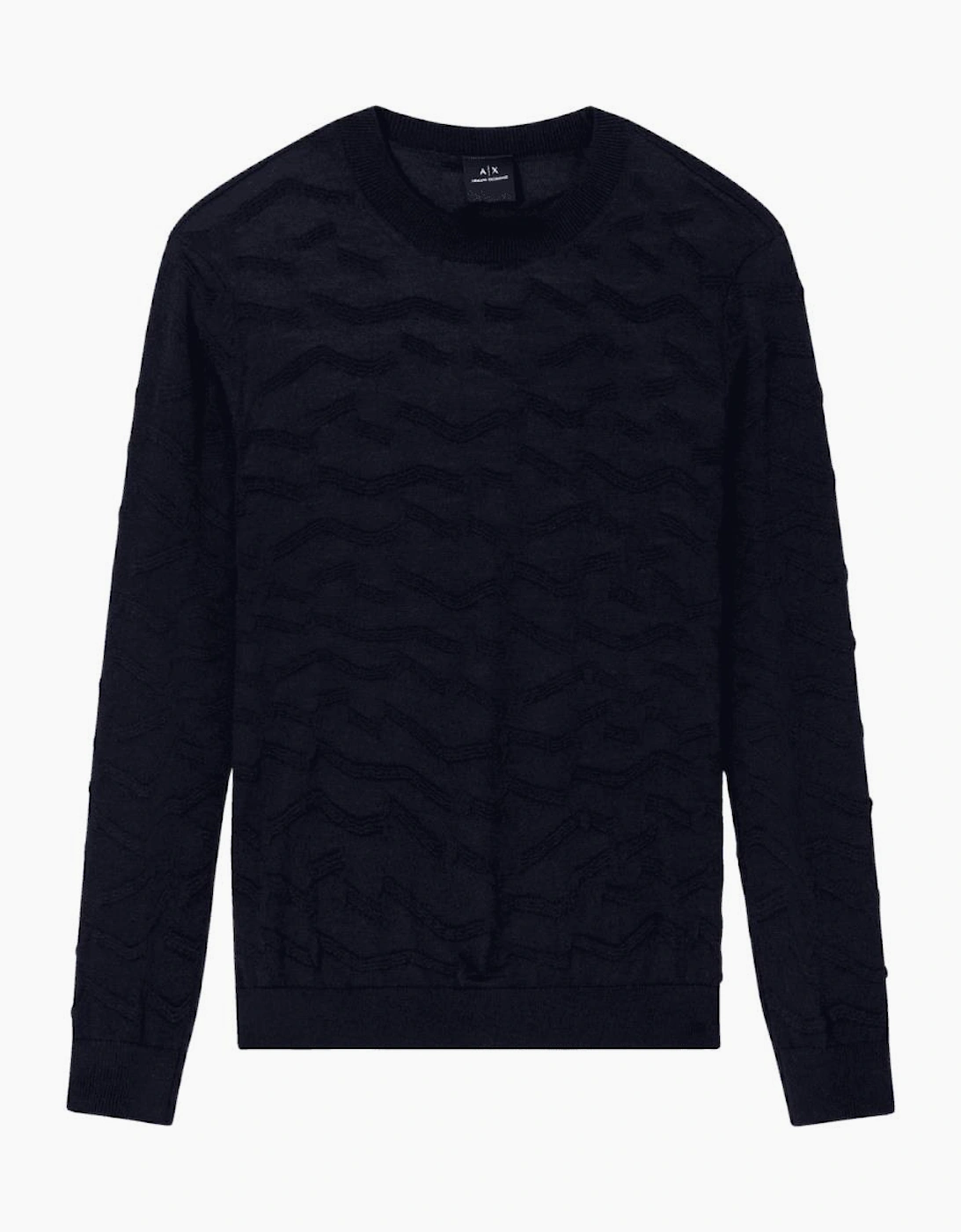 Wave Texture Navy Knitwear Sweater